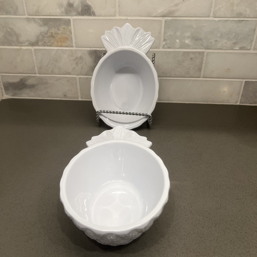 2 At Home melamine white pineapple bowl dip dessert